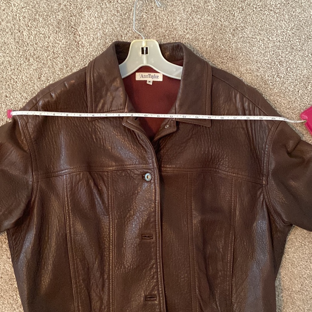 Ann Taylor leather bomber trucker jacket, vintage - Picture 8 of 13